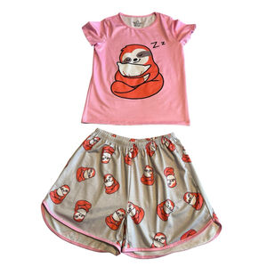 Childrenstar 2-Piece Pajama Set Girls 10-11 Pink Gray Short Sleeve Shirt Shorts